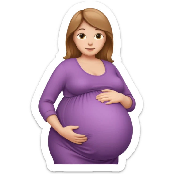 very heavily pregnant overdue woman with very large belly sticker
