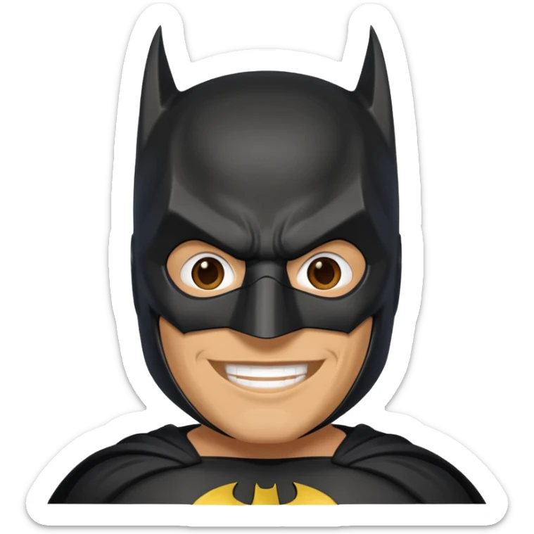 The below right one is perfect but just remove the hair and put batman mask on him  sticker