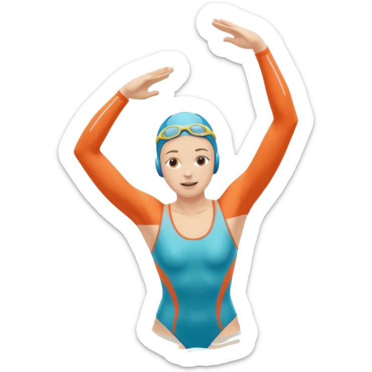 A swimmer is about to dive into the pool. She is in the pose of diving in the air with the hands above the head sticker