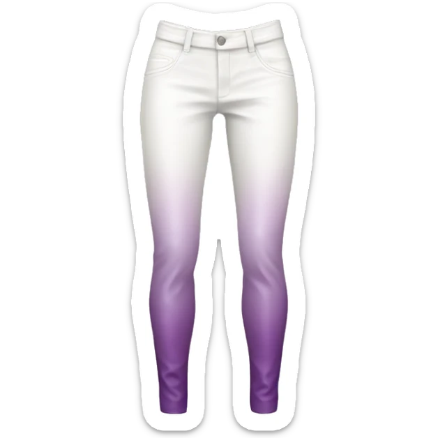 Realistic pair of white leather pants with taupe to light purple ombre sides isolated.  sticker
