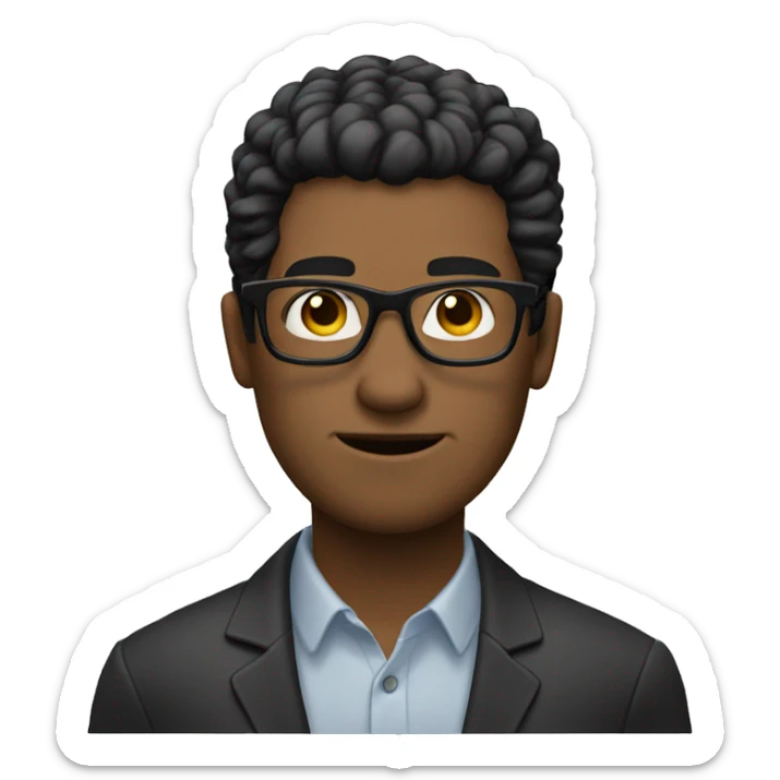 Figure an ugly man with black hair and glasses. The man's skin color should be white. His hair should fall out in the middle and there should be very little hair. Let there be an emoji with hair falling out sticker
