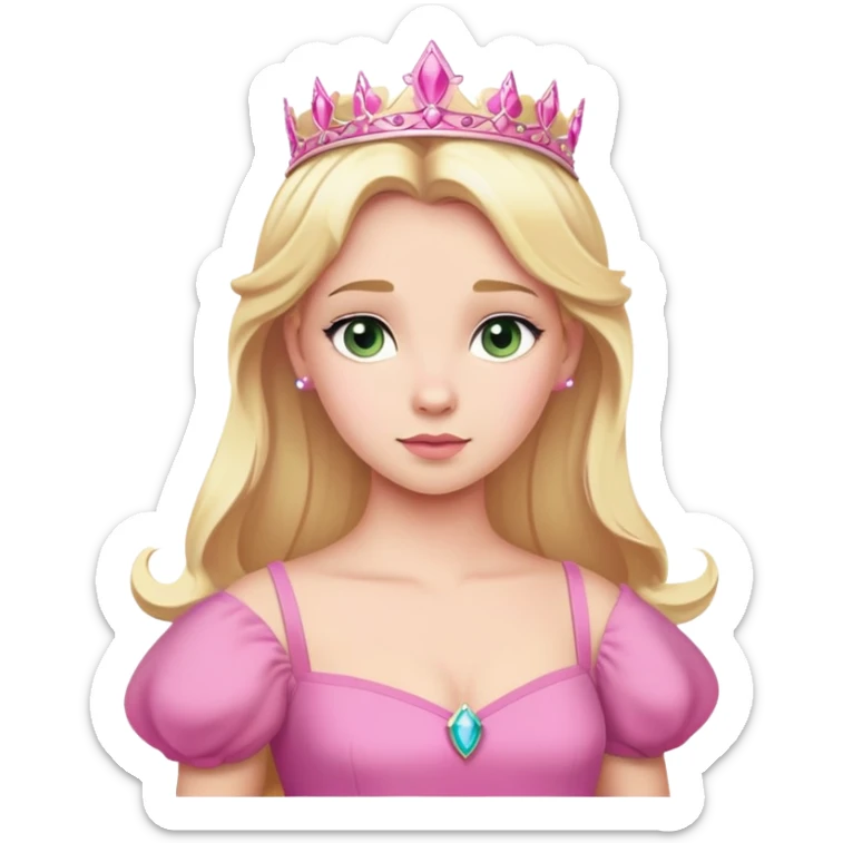 Aurora princess from hips up, pink dress, blonde hair, minimal style, larger size sticker