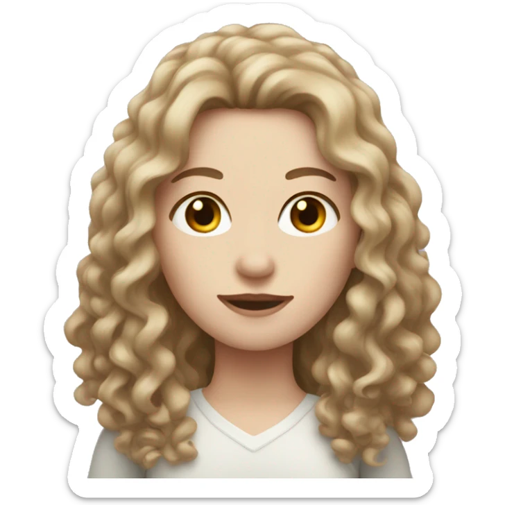 Woman with pale skin and long curly brown hair  sticker