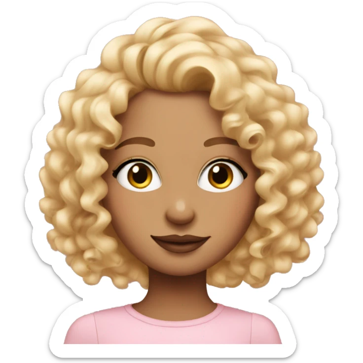 Blonde girl with round eyeliner and pink strands in her curly hair sticker