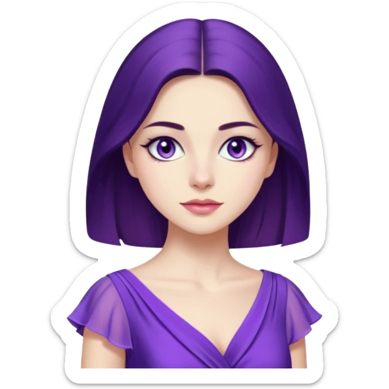 Demet özdemir as a character from game of thrones with lilac eyes and a purple dress. sticker