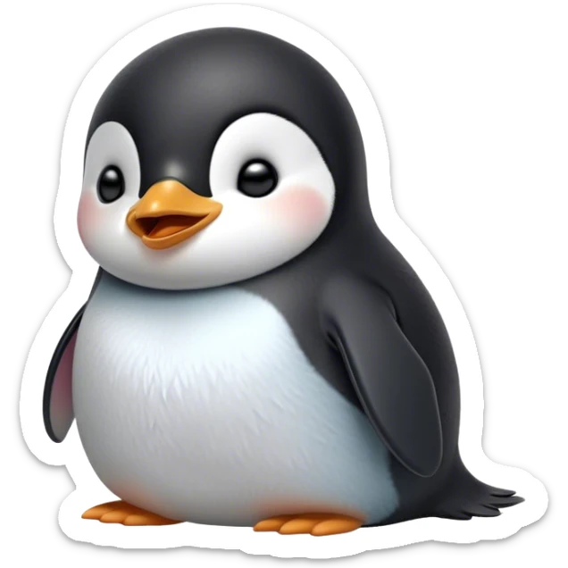 Cinematic Cute Yawning Baby Penguin Portrait Emoji, Head tilted slightly with a dramatic, wide-open yawn, showcasing soft, cuddly feathers and sleepy, half-closed eyes brimming with drowsy contentment, Simplified yet irresistibly adorable features, highly detailed, glowing with a soft, cozy polar glow, high shine, relaxed yet expressive, stylized with a dash of whimsical charm, soft glowing outline, capturing the essence of a drowsy yet affectionate arctic cherub that appears ready to stretch out for a nap! sticker