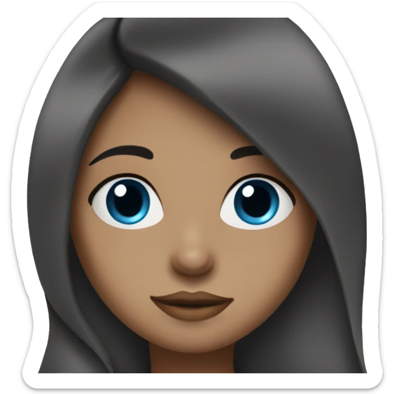 dark brunette girl, pretty lips, blue eyes, long hair sticker