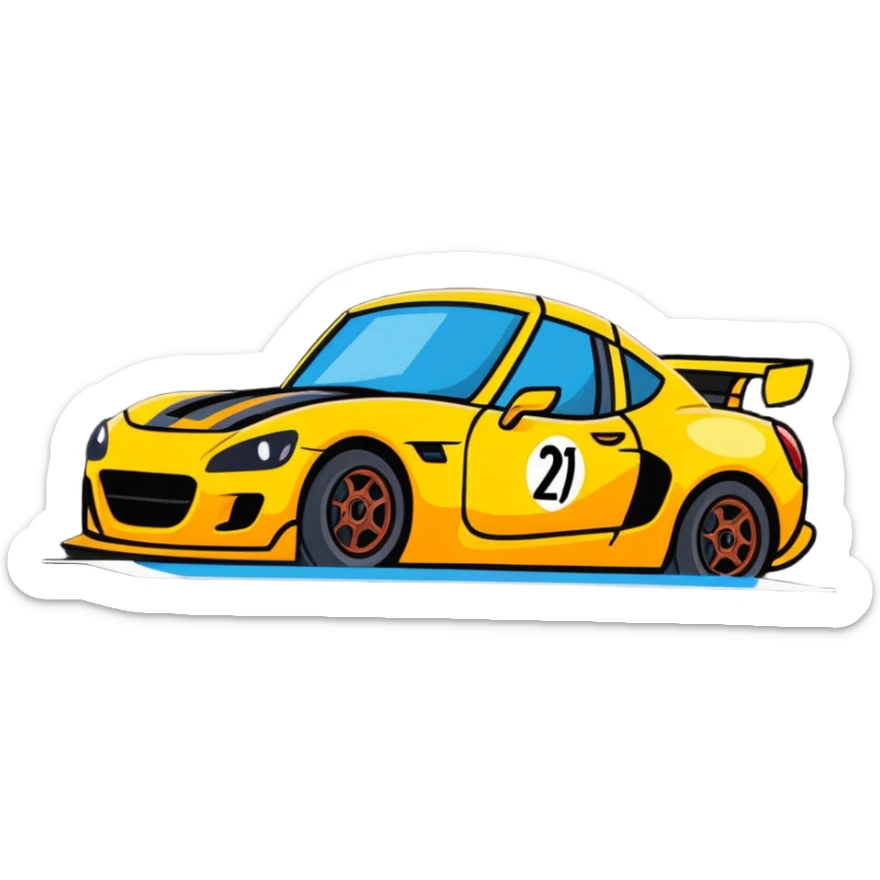 cartoonish emoji of a person named Abdal drifting in a sports car, energetic, fun, with motion lines sticker