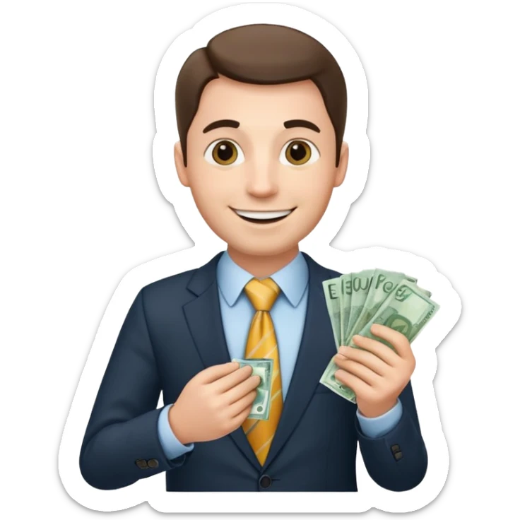 AN UNCLE with a tie in business clothes and with euro money
 sticker