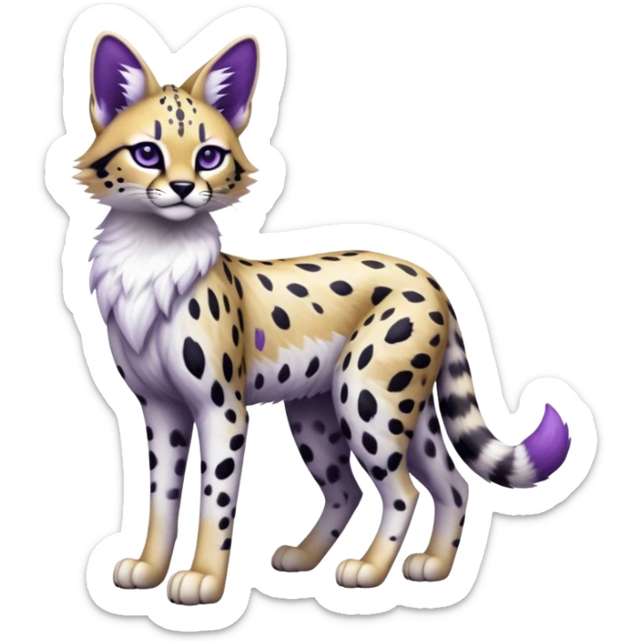 Epic Edgy Black White Purple ethereal Serval-Fionbri full body sticker