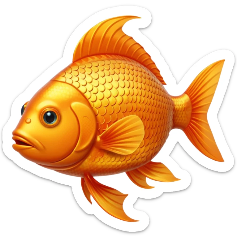 Bit gold orange fish taken from an old game, it has to swim in the water, it has to be 3D and have depth sticker