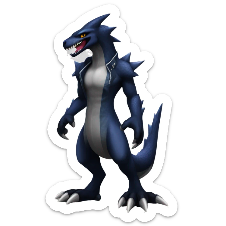 Black Cool Edgy Nargacuga-Garchomp-Sergal Fakémon with Edgy markings,  full body sticker