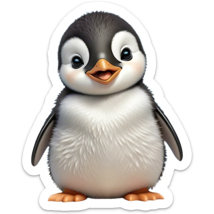 Cinematic Cute Yawning Baby Penguin Portrait Emoji, Head tilted slightly with a dramatic, wide-open yawn, showcasing soft, cuddly feathers and sleepy, half-closed eyes brimming with drowsy contentment, Simplified yet irresistibly adorable features, highly detailed, glowing with a soft, cozy polar glow, high shine, relaxed yet expressive, stylized with a dash of whimsical charm, soft glowing outline, capturing the essence of a drowsy yet affectionate arctic cherub that appears ready to stretch out for a nap! sticker