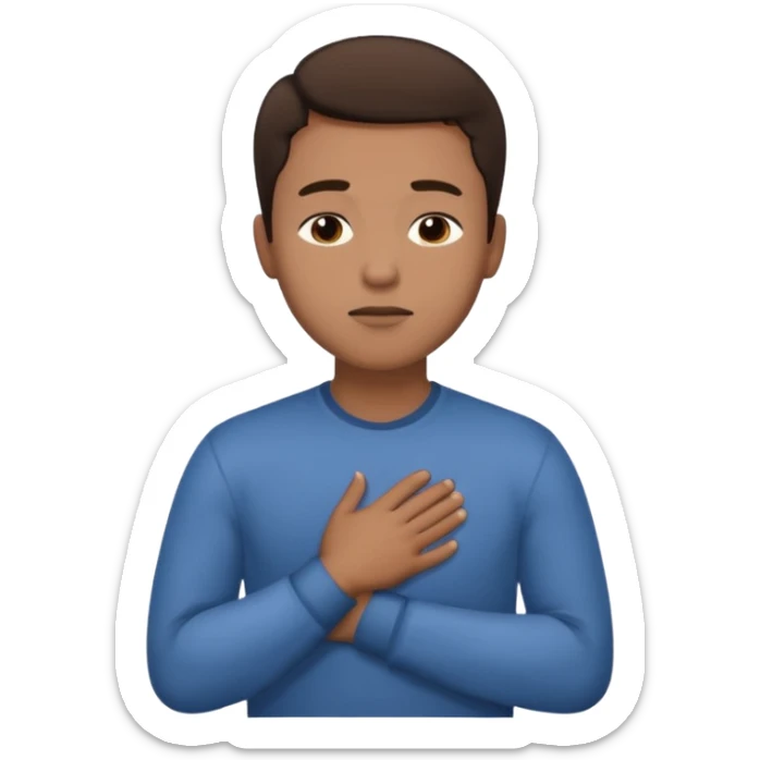 una mano en pecho ojos cerrados hombre multirracial sticker