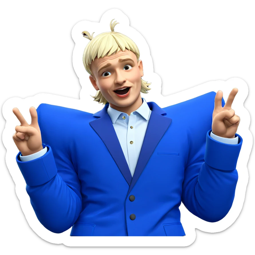 boy in blue jacket pose sticker
