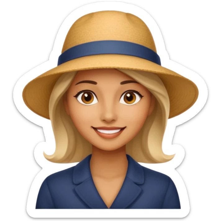 A realistic portrait of a woman wearing a stylish hat, soft shadows on her face, gentle smile, natural skin texture, cinematic lighting
 sticker