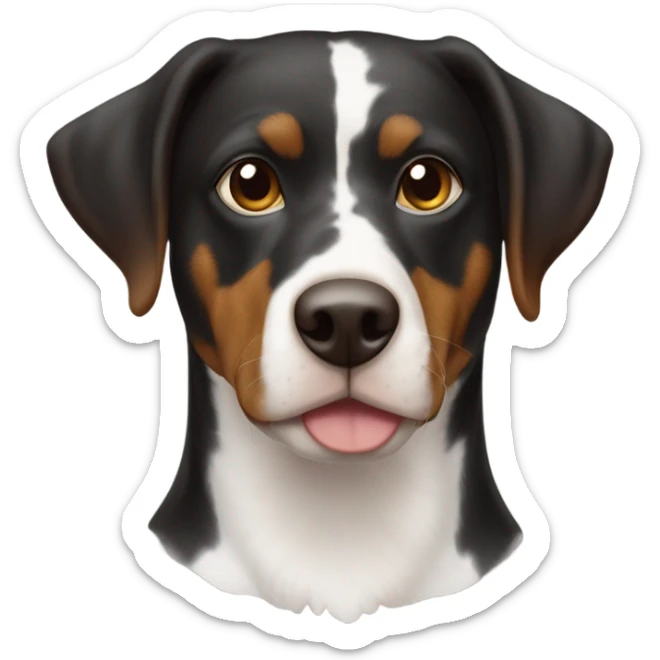 Appenzeller Viszla Mix Schwarz braun mit einem weißen fleck auf der brust sticker