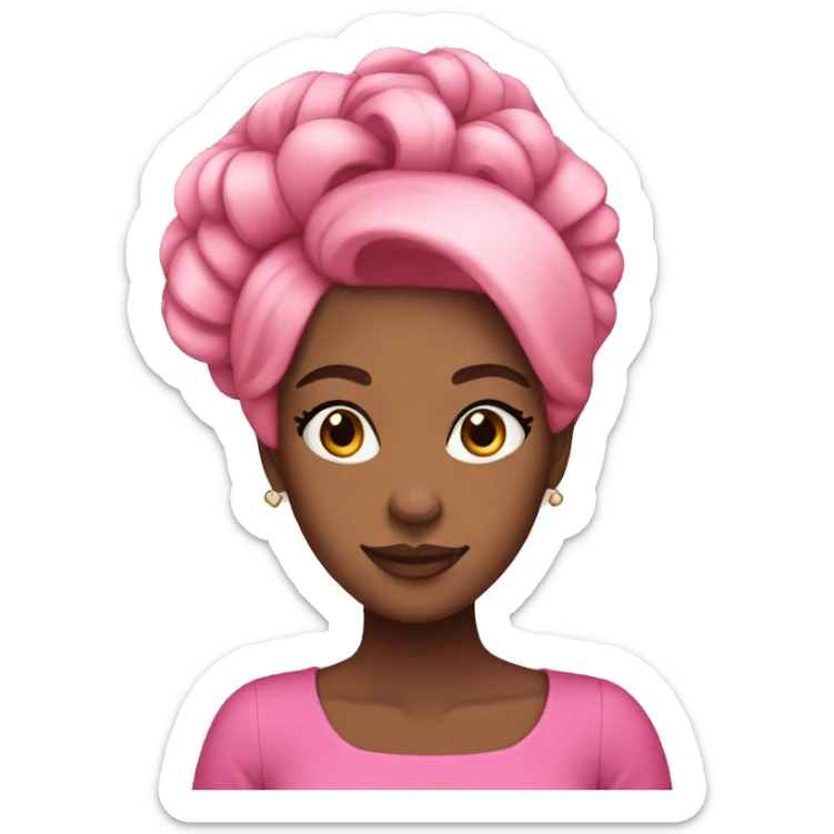 Pink French roll hairstyle African American woman  sticker