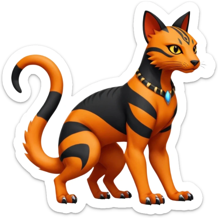Salandit-Torracat-Bastet-Fakémon-hybrid-creature (full body)  sticker