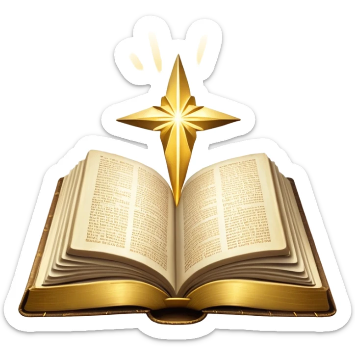 The Holy Bible Book Flipped Open With Glorious Divine Gold Shine beaming out of it  sticker