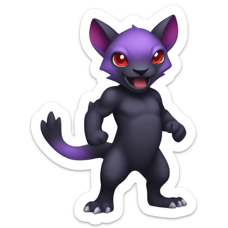 Cute cool dark black red purple animal hybrid Fakemon full body sticker