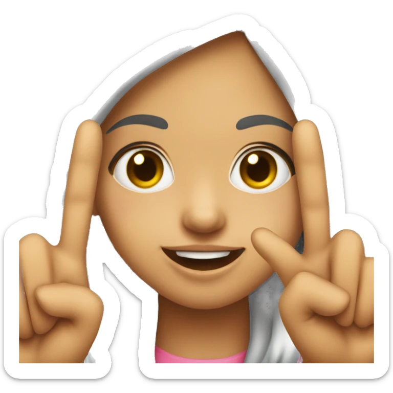 .girl holding up the peace sign with her fingers and sticking out he tounge sticker