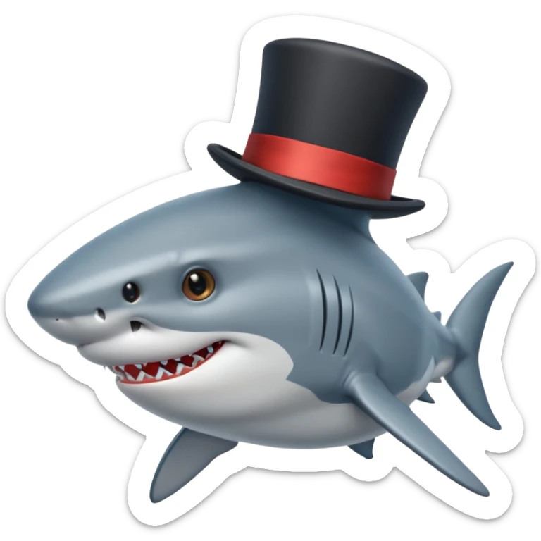 Shark with a top hat sticker