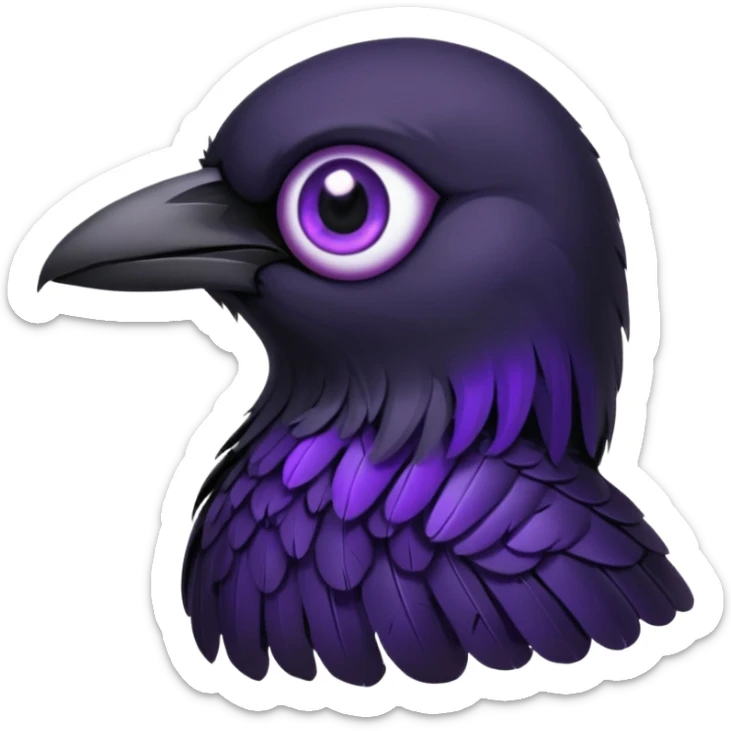 black raven with purple eyes more dark and gothic image and more black i just want the eyes purple sticker