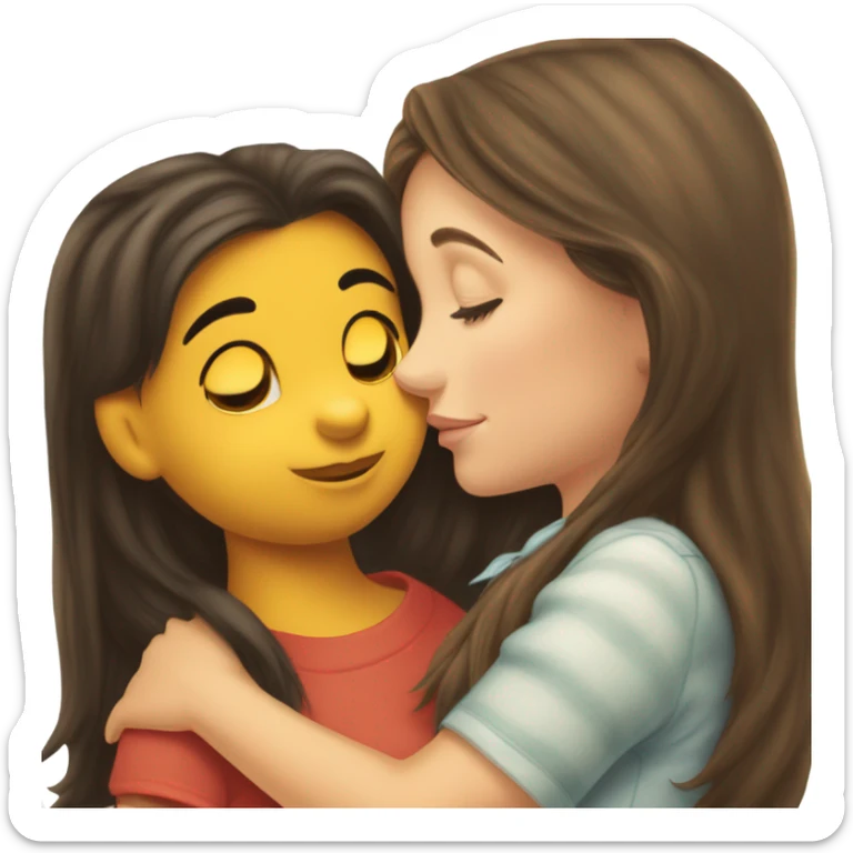 Winnie the Pooh kissing pretty brunette girl on the cheek sticker