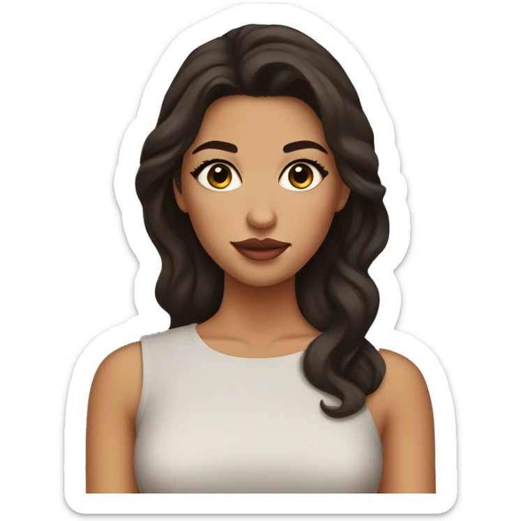 Girl with dark brown hair, brown eyes with big lashes , and big lips sticker