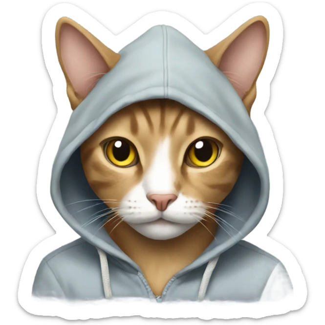 Cat wearing a hoodie sticker