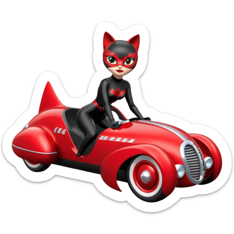 Hot rod Cat Woman’s retro futuristic Catmobile twin seat rc car  sticker