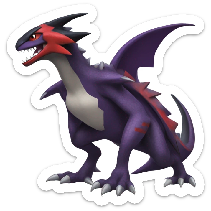 Black Cool Edgy Nargacuga-Garchomp-Noivern Fakémon  with White and Red and purple and black Edgy markings sticker