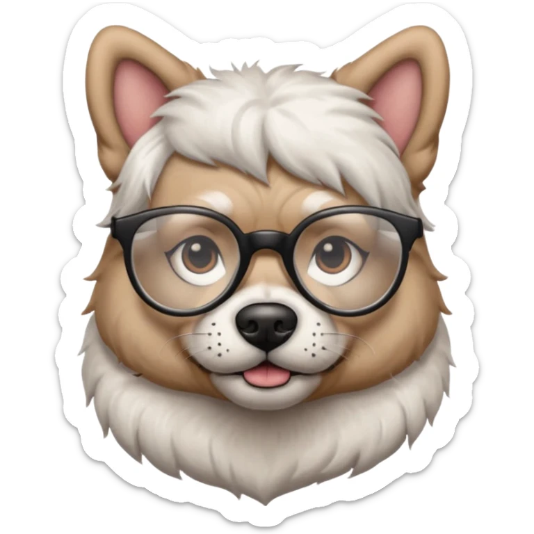 tattooed dog with heavy face tattooes and glassess, white sticker