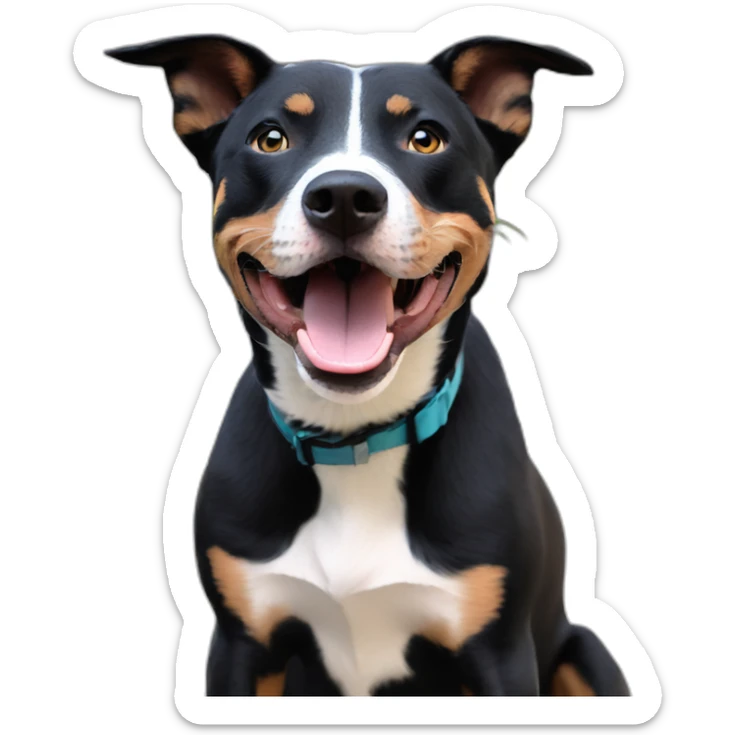 Black Australian cattle dog pitbull mix who is really excited you came home sticker