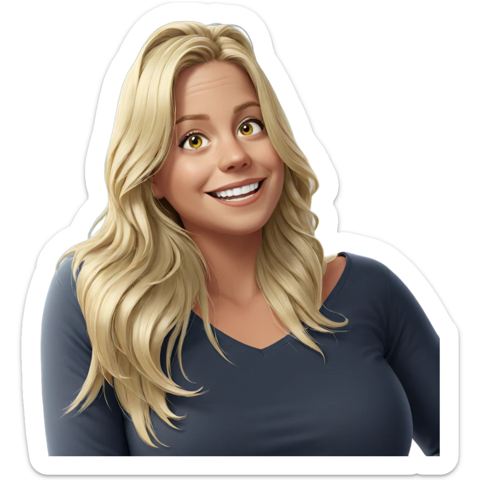 smiling girl with long blonde hair sticker