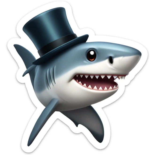 Shark with a top hat sticker