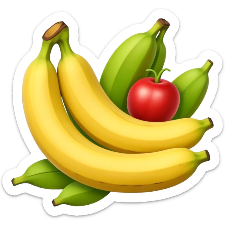 Crear un emoticón que tenga que ver con una variedad de Cambures , y que la paleta de colores sea la siguiente: Rojo Carmín, Amarillo, Amarillo Crema y Verde Pasto sticker