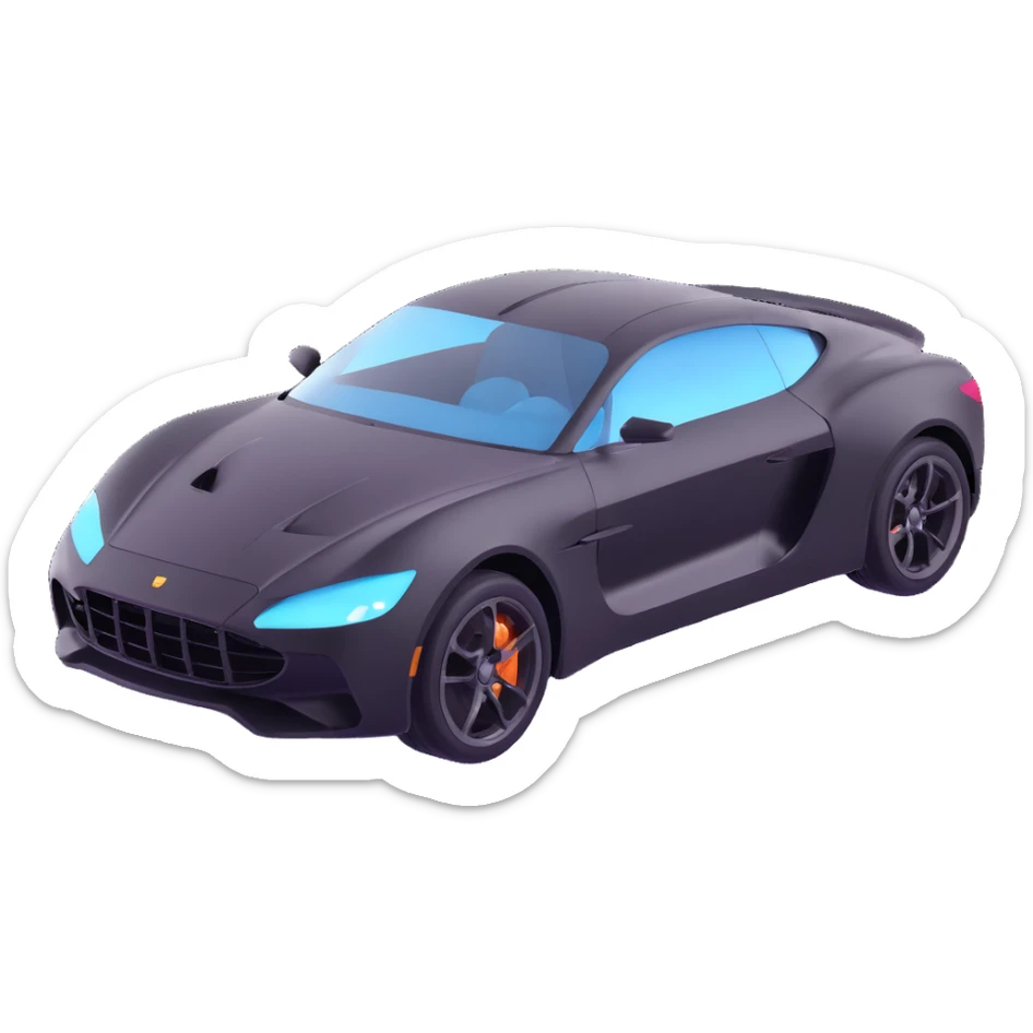 black luxury sports car with a transparent film partially attached, part of the film still floating above the car, premium and elegant sticker