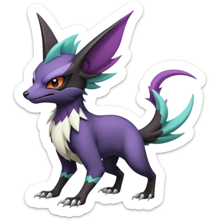 Cute Cool Badass Noibat-Noivern-Mightyena-Silvally-Fakémon-hybrid-creature (full body)  sticker