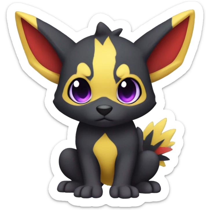 Cute cool dark black red purple yellow animal hybrid Fakemon full body sticker