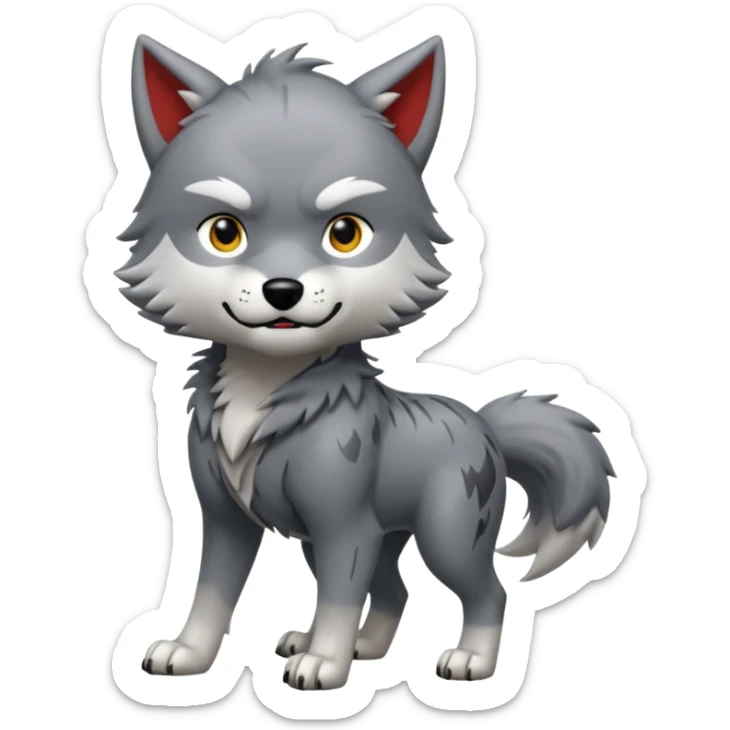 Toony Chibi Cool Edgy Scarred Badass Ginga Nagareboshi Gin/Silver Fang the wolf (full body) (feral) (4 legs) (canine) sticker