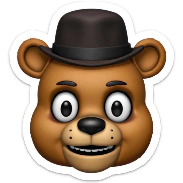 Freddy Fazbear with black and tiny hat from Five Nights At Freddy's Movie sticker