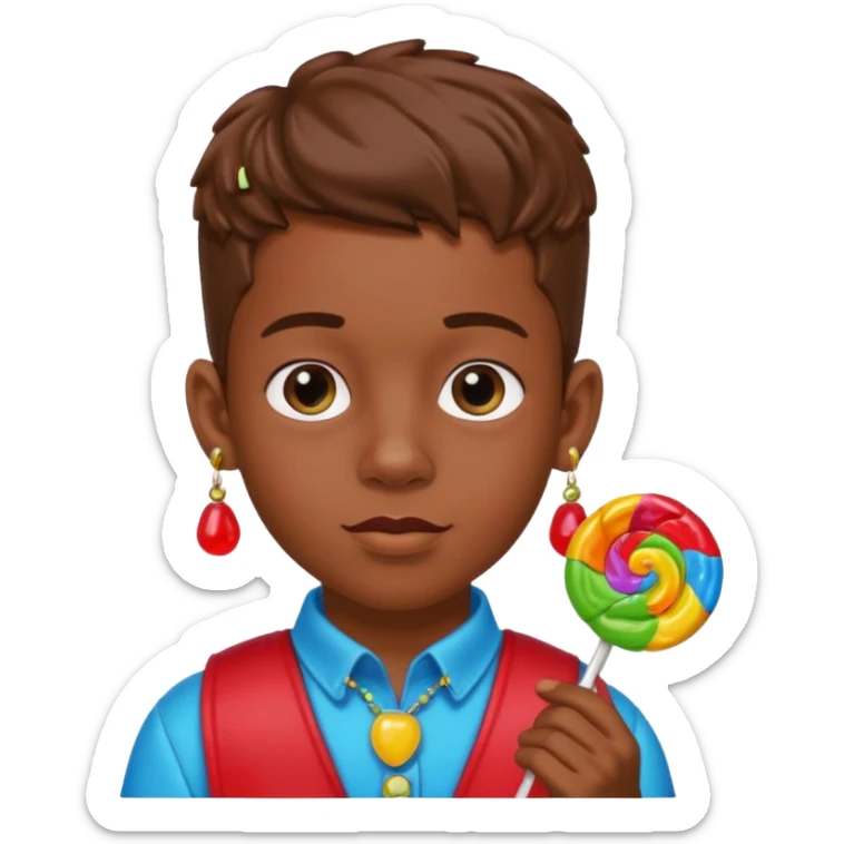 boy with a lot of accessories and earrings made out of candy sticker