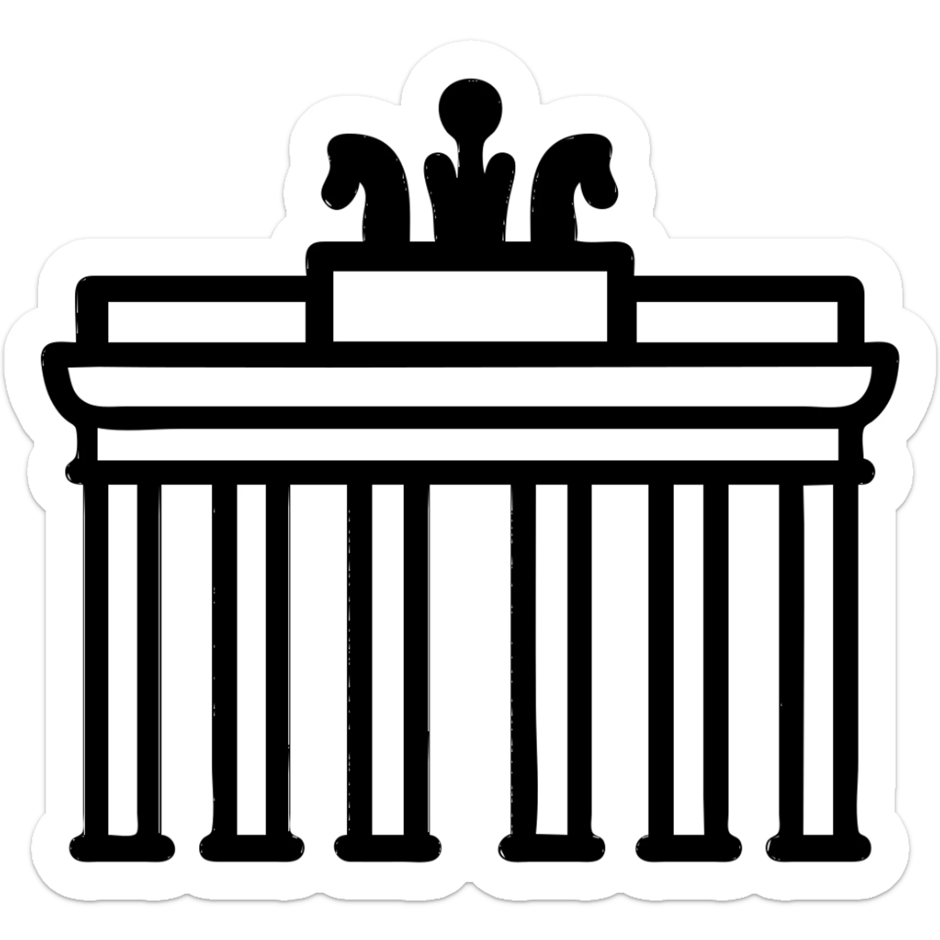Recolor the Brandenburg Gate icon with a dark gray fill and a gray outline in a minimalist style as shown in the example. sticker
