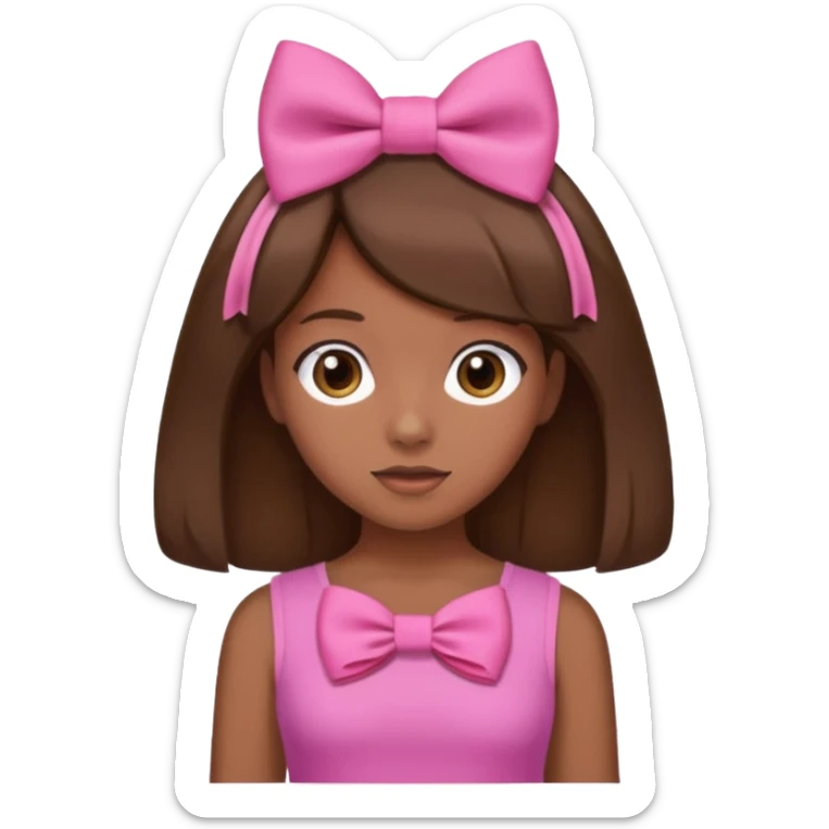 
Chica con piel morena y pelo marron con un laso en la cabeza y un top rosa sticker