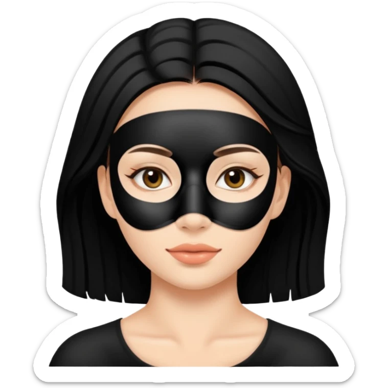 young woman with black facial treatment mask, skincare style. sticker