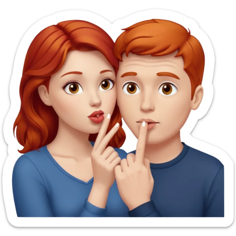 couple consisting of white man and redhead woman blowing eachother a kiss  sticker