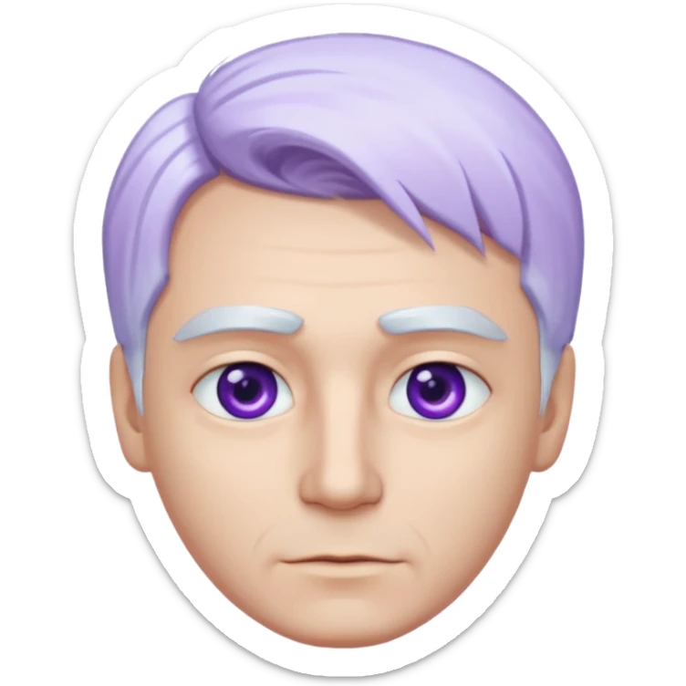 Beyaz göğüs hizasında düz saçları,mor-mavi karışımı göz rengi olan, bembeyaz tenli bir erkek sticker