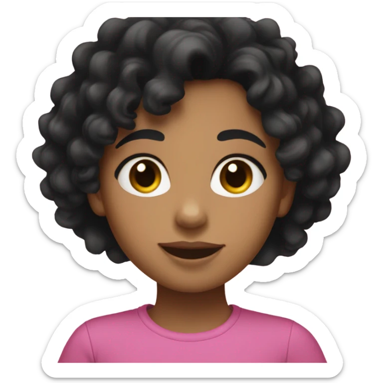 girl with black curly hair not afro just curly almost 3a type wearing black top  sticker